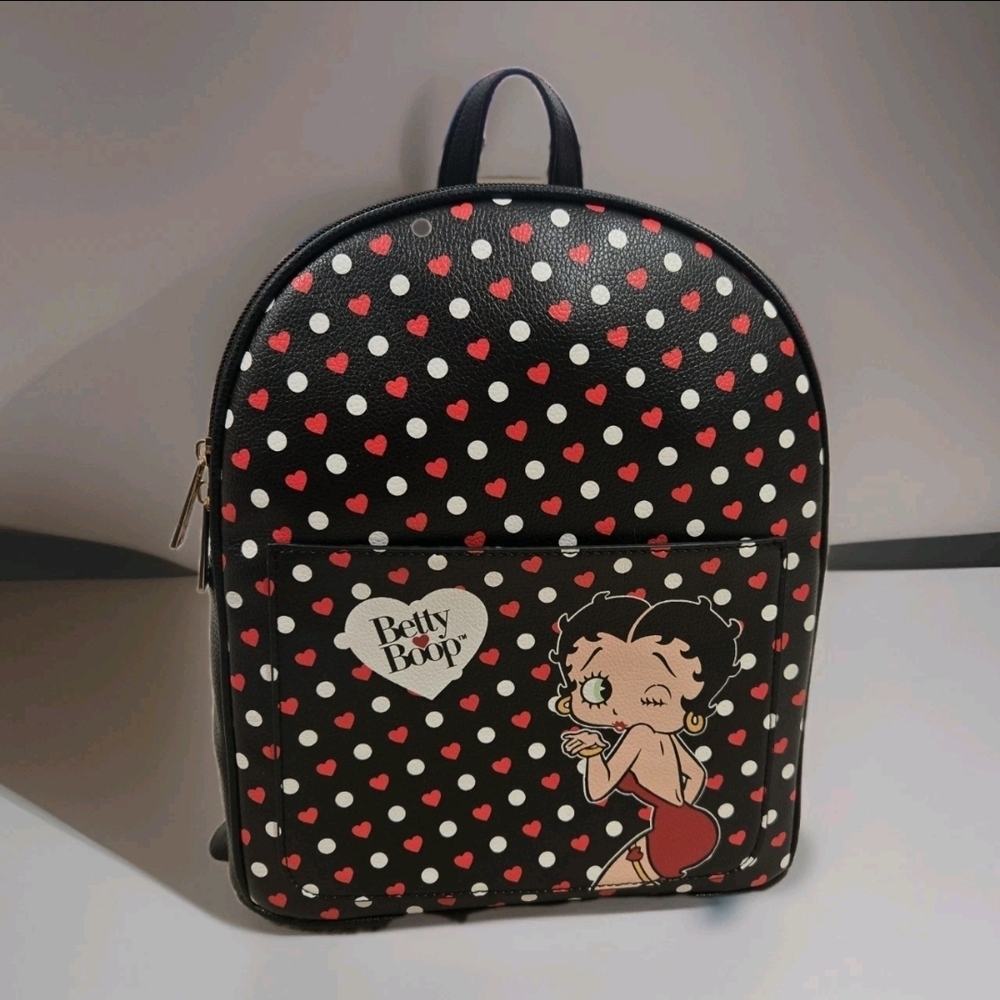 Betty Boop Polka Dot Backpack - Black and Red
